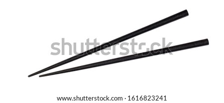 Best quality black chopsticks The end of the surface is rough. isolated with clipping path on white background.