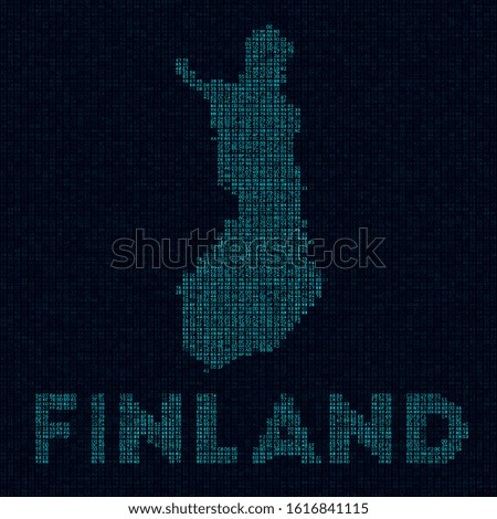 Finland tech map. Country symbol in digital style. Cyber map of Finland with country name. Elegant vector illustration.