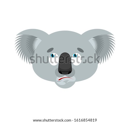 Koala confused emoji. koala bear perplexed emotions avatar. Beast surprise. Vector illustration