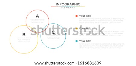 Minimal infographic design template with three circle tjin line steps. Modern vector for company and corporate business project and presentation.