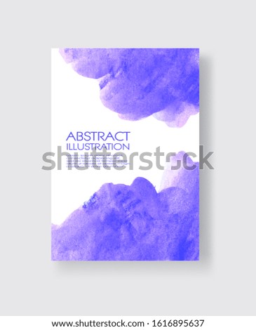 Vector card with watercolor blot. Abstract cards with hand drawn blots on white background for your design.
