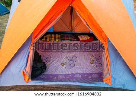 Mattress in the tent of camping
