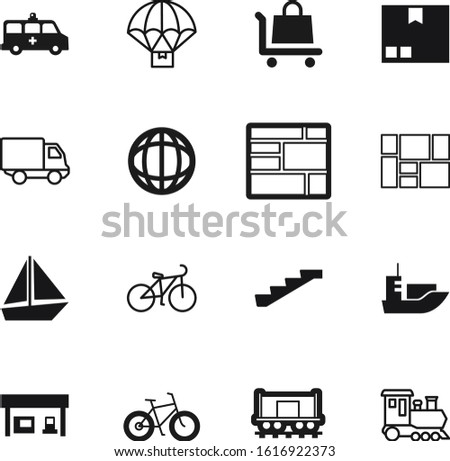 transport vector icon set such as: power, shiny, tank, commercial, stair, fast, medicine, accident, knowledge, aid, containers, police, doctor, safety, success, art, distribution, traffic, fishing