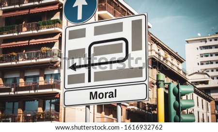 Street Sign the Direction Way to Moral