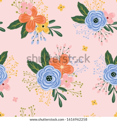 Cute flowers seamless pattern design.