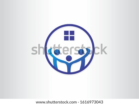 happy family in the house vector logo design concept