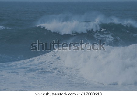 Surf Waves in Praia do Norte. Nazare, Portugal