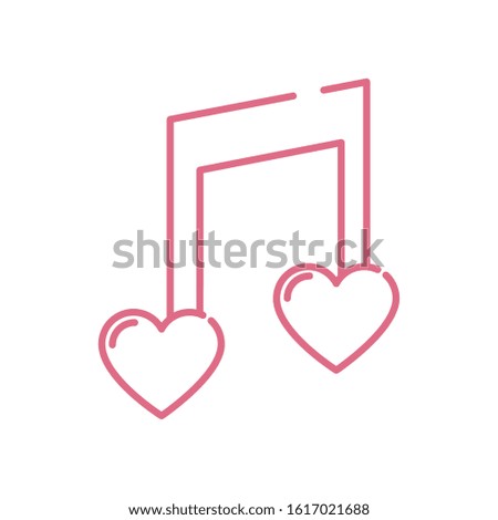 Hearts music note design of love passion romantic valentines day wedding decoration and marriage theme Vector illustration