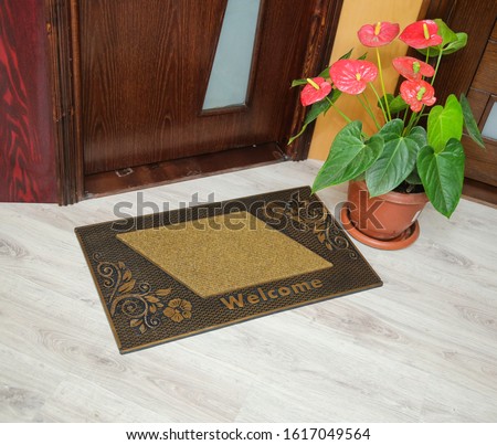 doormat Front door with welcome