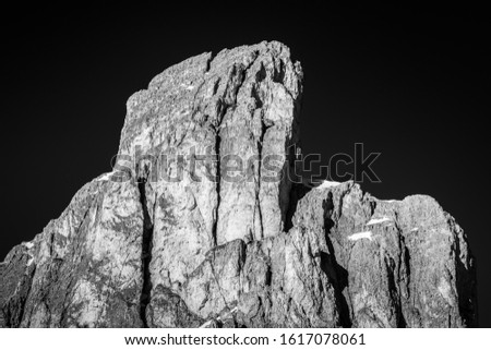 Picture of Ra Gusela (Passo Giau) in black and white, near Cortina D'Ampezzo, Italy