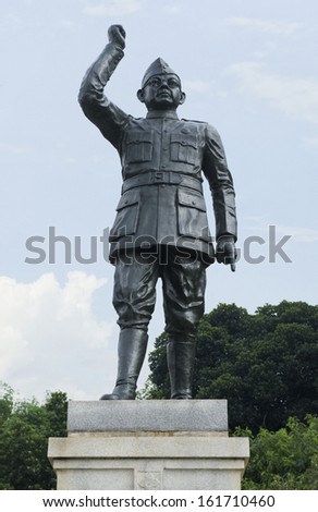 Low angle view of a statue of Subhas Chandra Bose, Bangalore, Karnataka, India Royalty-Free Stock Photo #161710460