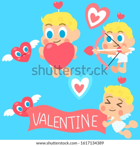 set cupid cartoon isolated.valentine day decoration.