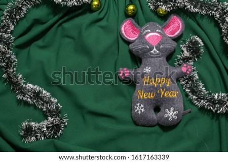 Handmade mouse with Happy New Year lettering