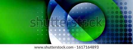 Dynamic trendy geometrical abstract background. Circles, round shapes 3d shadow effects and fluid gradients. Modern overlapping round forms. Vector Illustration For Wallpaper, Banner, Background, Card