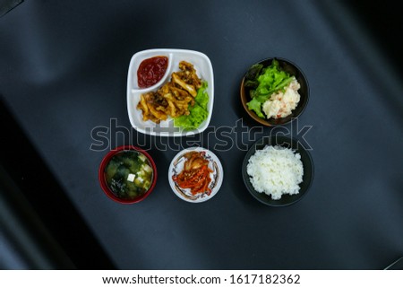 Various dishes of Japanese menu stock photo