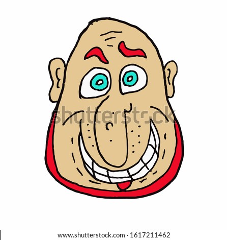 bald man head work illustration.This is vector work. Can be used as symbol, logo.