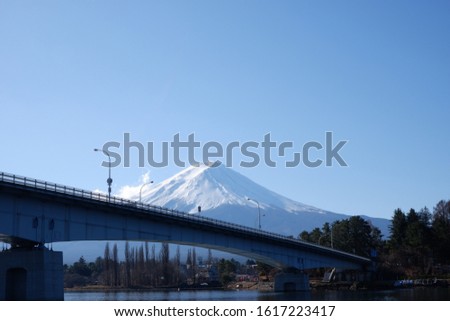 Mount Fuji with snow, blue sky