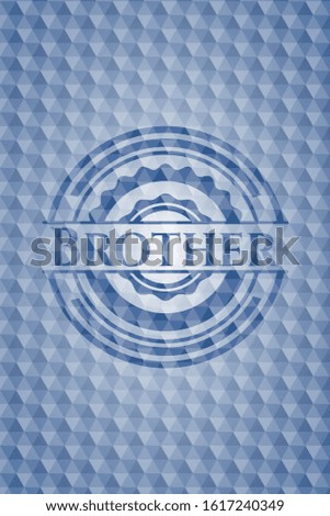 Brother blue emblem with geometric pattern. Vector Illustration. Detailed.