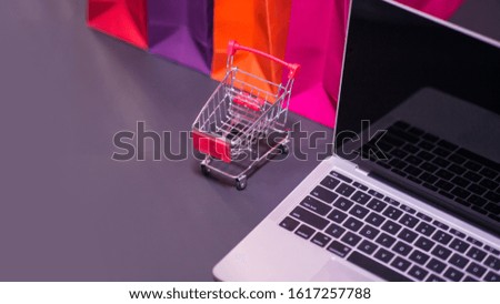 Business Shopping Creativity Concept. Shopping cart and Credit Card