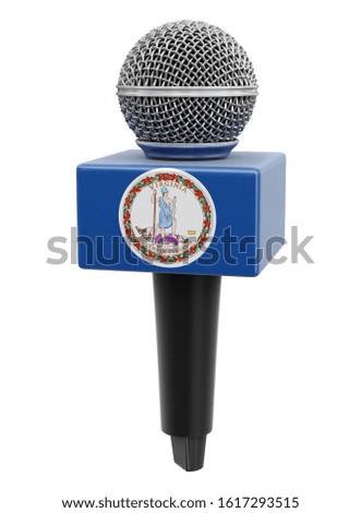 3d illustration. Microphone and Virginia flag. Image with clipping path