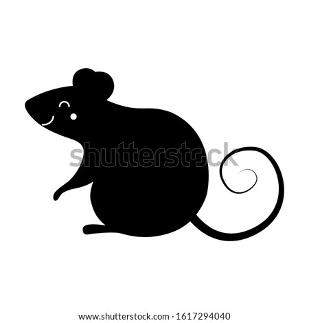 Single vector of rat, Black Mouse isolated vector.
