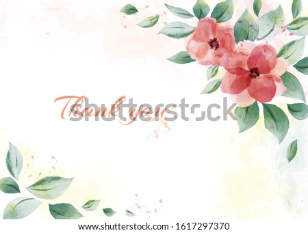 Watercolor design with roses and leaves. Watercolor flower background use for wedding, invitation, posters, banners, headers, website, greeting cards.