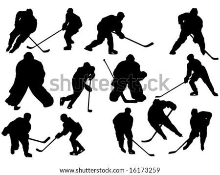 group of hockey players vector illustration