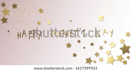 Happy Mothers day gold stars ang glitter illustration banner