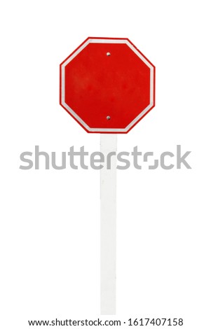 empty traffic red stop sign on white background with clipping path.
