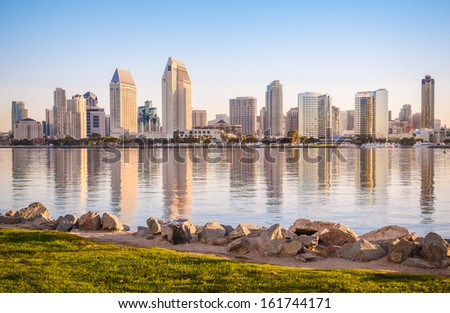 Downtown City of San Diego, California USA, Dawn Sunrise