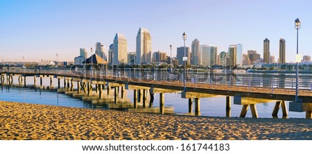 Downtown City of San Diego, California Morning Cityscape Panorama 