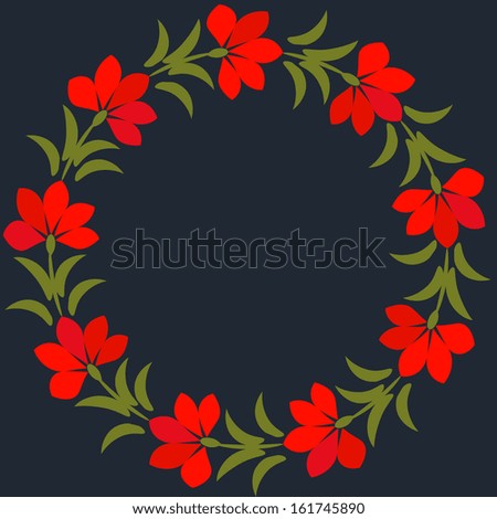 Floral frame with red flowers
