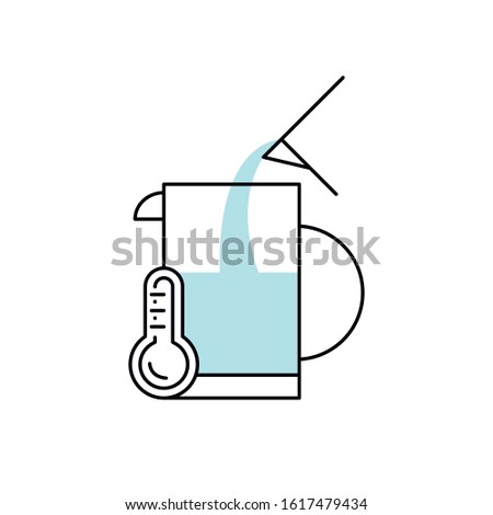Boiling water for coffee and tea vector icon outline style