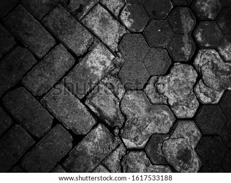 Abstract pattern texture of Paving Block pattern on black and white so contrast grainy concept background