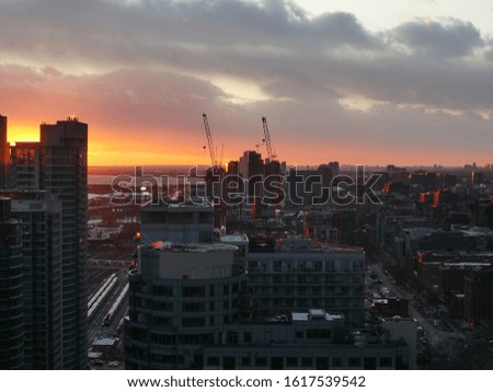 Sundown in Toronto Downtown viewing towards west