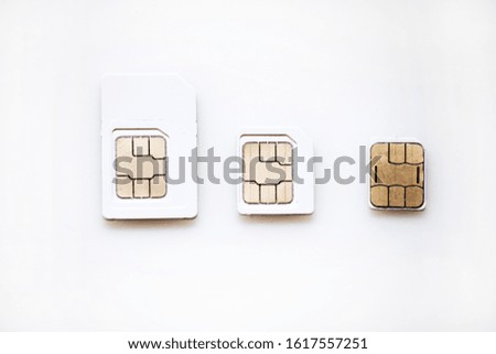 sim cell phone cards on white background