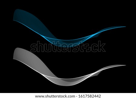 Blue Semitransparent Film Isolated Design - Wavy Tissue Texture with Alpha Mask - Long Billowy Gas 3d Rendering Background Illustration 
