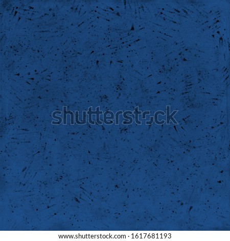 Classic blue square concrete solid stone wall. Macro close up abstract dark background. Trendy navy grunge texture wallpaper, banner with space for text. Vintage empty faded art, black textured uneven