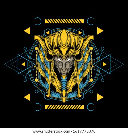 epic anubis head illustration with sacred geometry