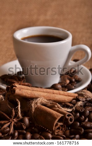 cup of coffee and spices