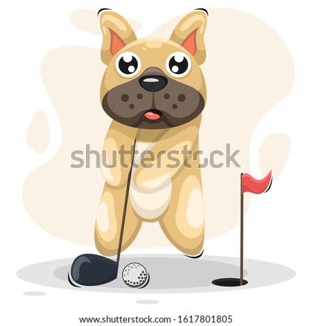 ADORABLE DOG WITH GOLF MASCOT CARTOON VECTOR