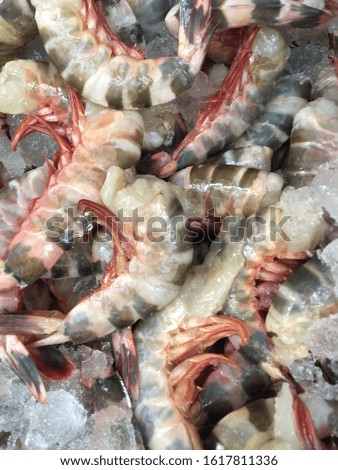 Seafood Fish Market,Fresh Tiger prawns .Kathmandu,pokhara tatopani  Nepal,Jan 13/2020.