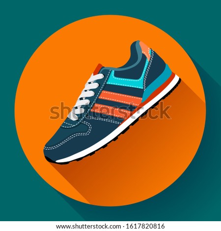 fitness sneakers shoes for training running shoe flat design with long shadow
