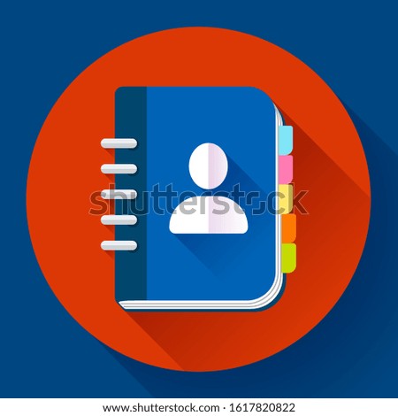 Address phone book icon, notebook . Flat design style