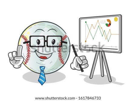 baseball percentage of shares, sales, and finance cartoon. cute chibi cartoon mascot vector