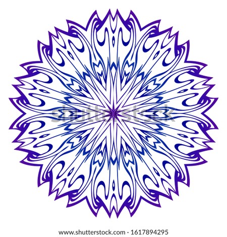 Mandala Pattern. Traditional Indian Mandala. Orient Tribal Circle Sign Illustration.  Illustration. Blue purple gradient.