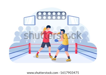 Boxing concept with character. Can use for web banner, mobile app, hero images. Flat vector illustration on white background.