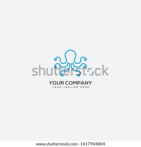 tentacle logo, squid character logo, octopus mascot line art logo