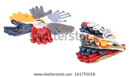Some of different gloves in circle. Close up