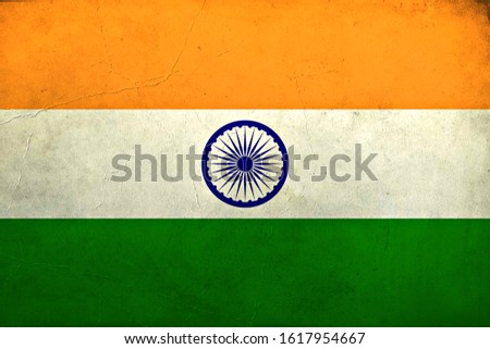 Grunge Flag of India , Indian flag pattern on the concrete wall ,  flag of India  banner on scratched vintage texture, retro effect , Background for design in country flag
